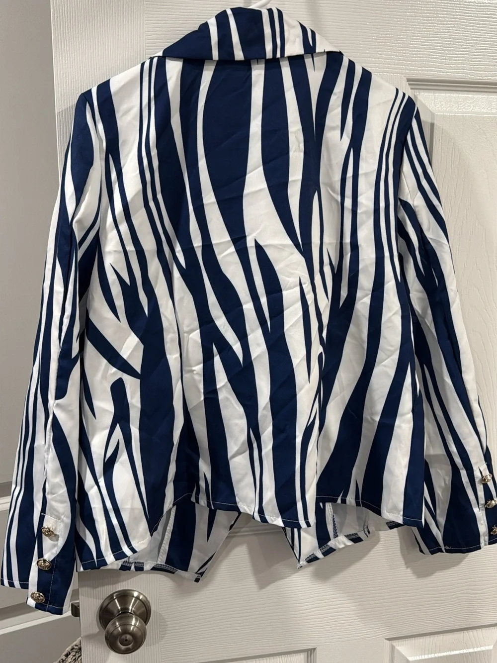 Striped Navy & White Women's Blazer Jacket